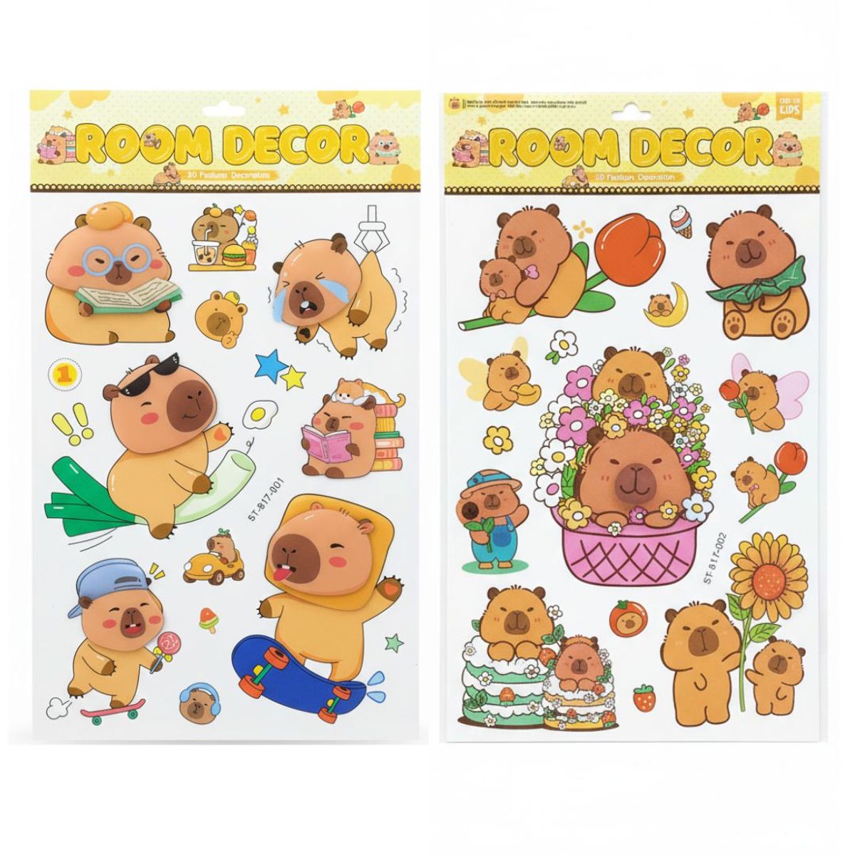 GENERICO - Sticker decorativo para habitación Capibara 2 pliegos