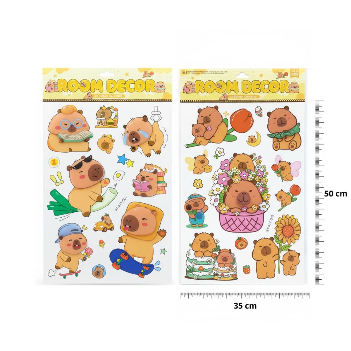 GENERICO - Sticker decorativo para habitación Capibara 2 pliegos