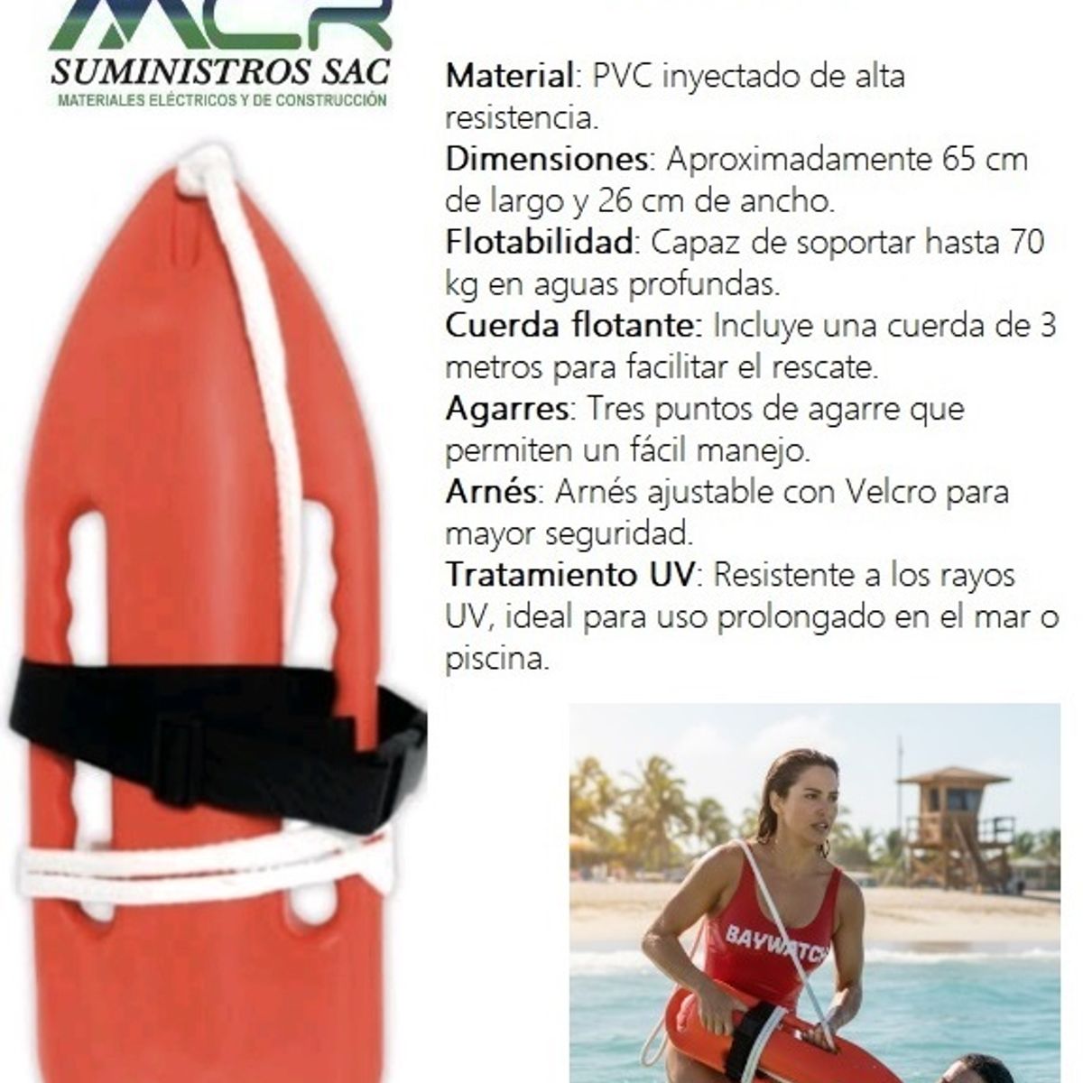 GENERICO - SALVAVIDAS FLOTADOR PARA RESCATE DE PVC AERODINAMICO PARA SOCORRISTAS