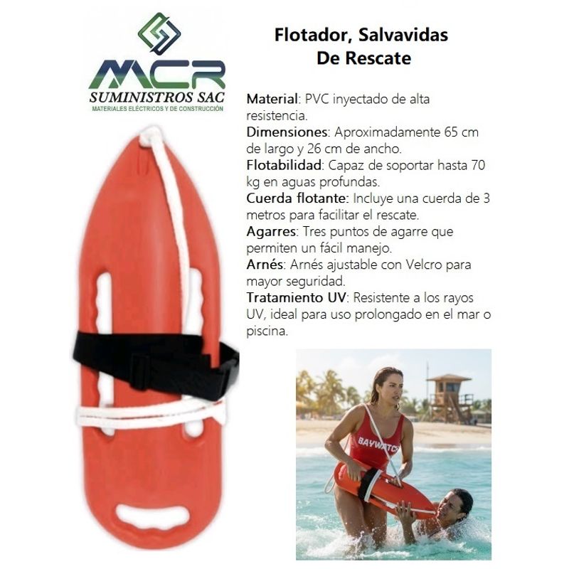 GENERICO - SALVAVIDAS FLOTADOR PARA RESCATE DE PVC AERODINAMICO PARA SOCORRISTAS