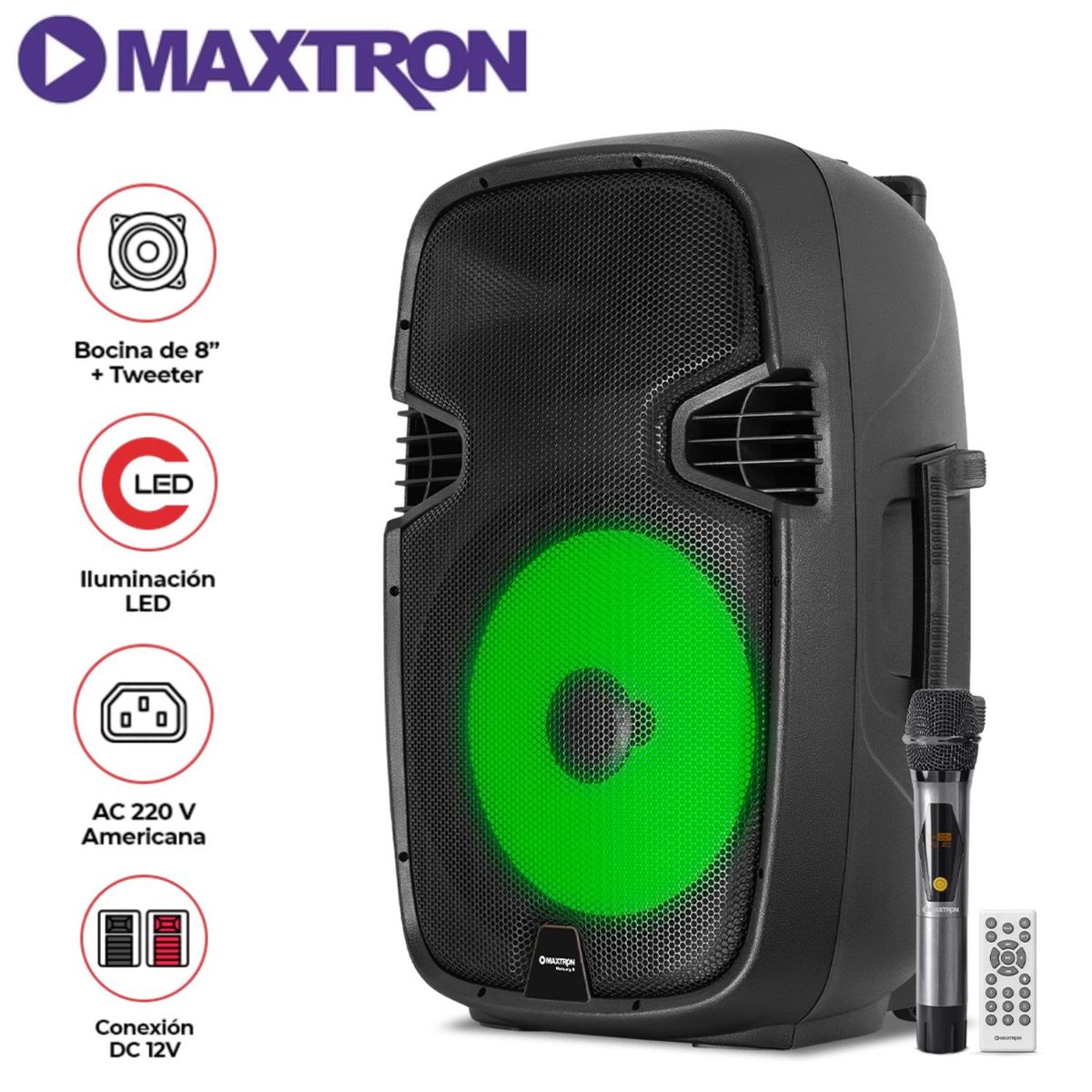 MAXTRON - Parlante Maxtron Merkury MX 1508 USB BT TWS 01 Micrófono Conex. AC