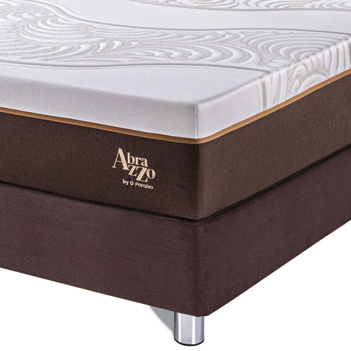 PARAISO - Cama Box Tarima Royal Abrazzo 2 Plz Chocolate + 2 Almohadas Viscoelásticas + Protector