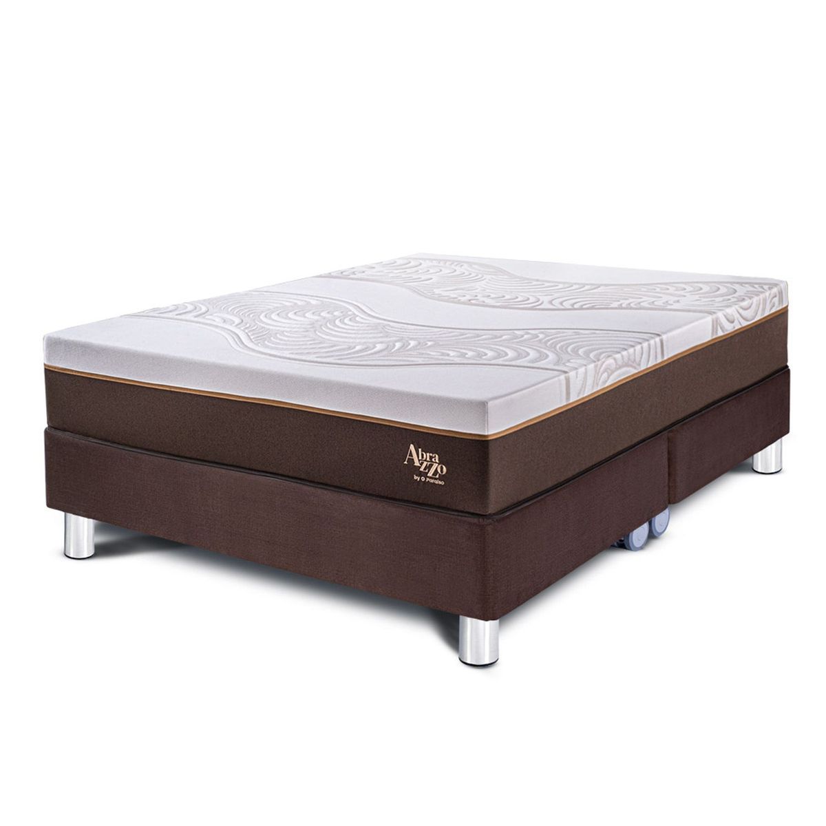 PARAISO - Cama Box Tarima Royal Abrazzo Queen Chocolate + 2 Almohadas Viscoelásticas