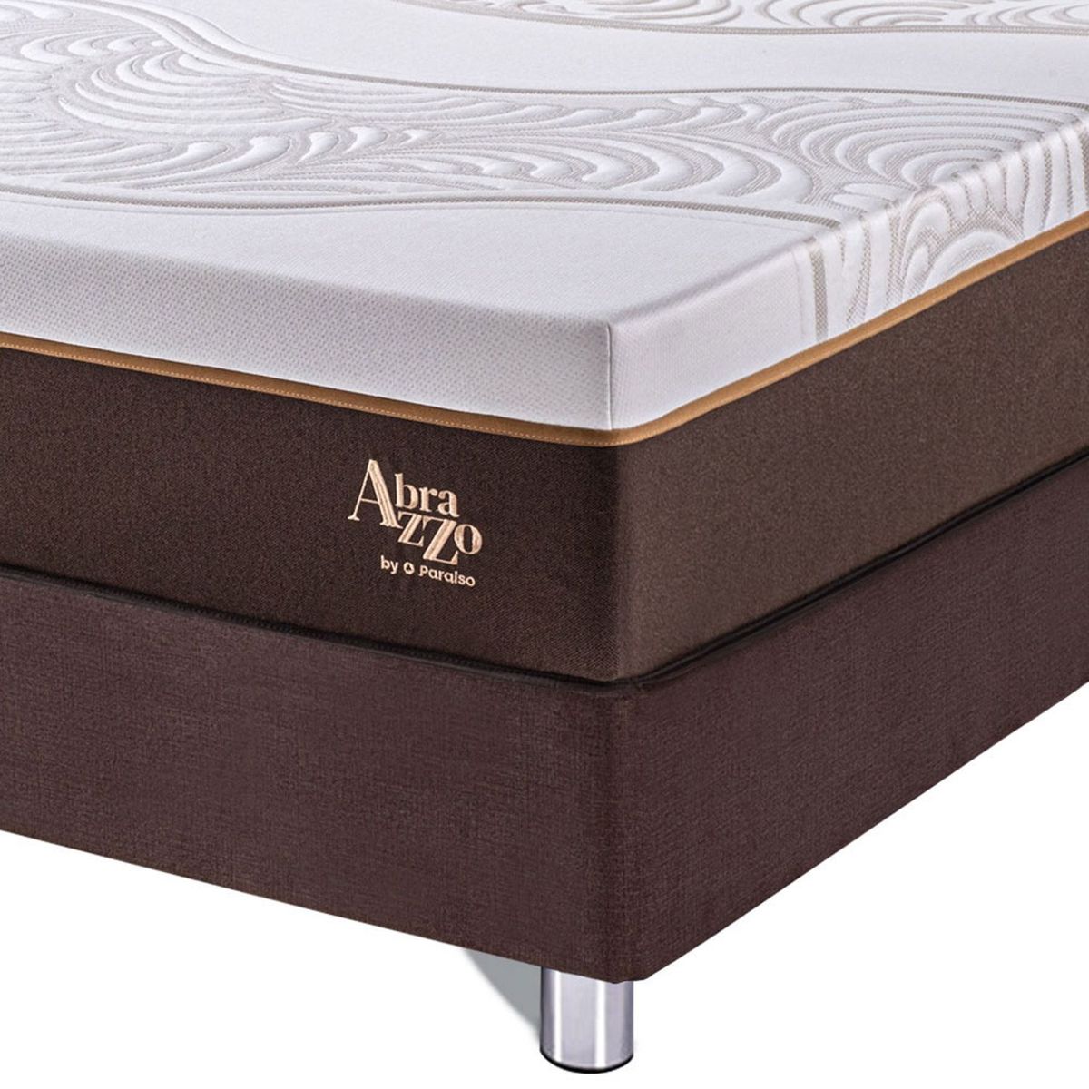 PARAISO - Cama Box Tarima Royal Abrazzo Queen Chocolate + 2 Almohadas Viscoelásticas