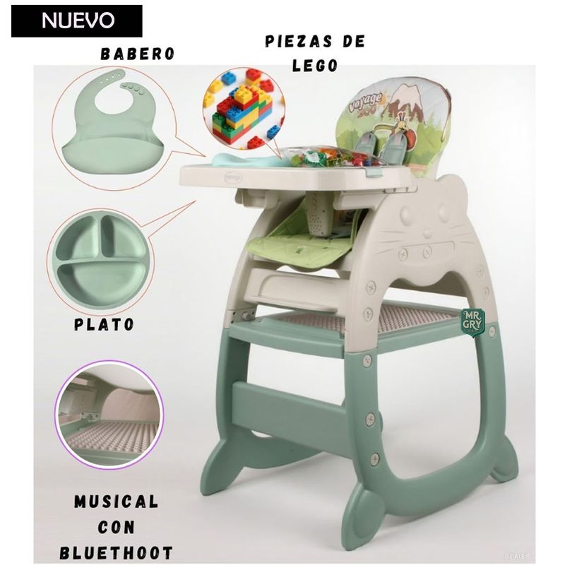VOYAGE - Silla de Comer Carpeta Gato Musical 3 en 1 Verde