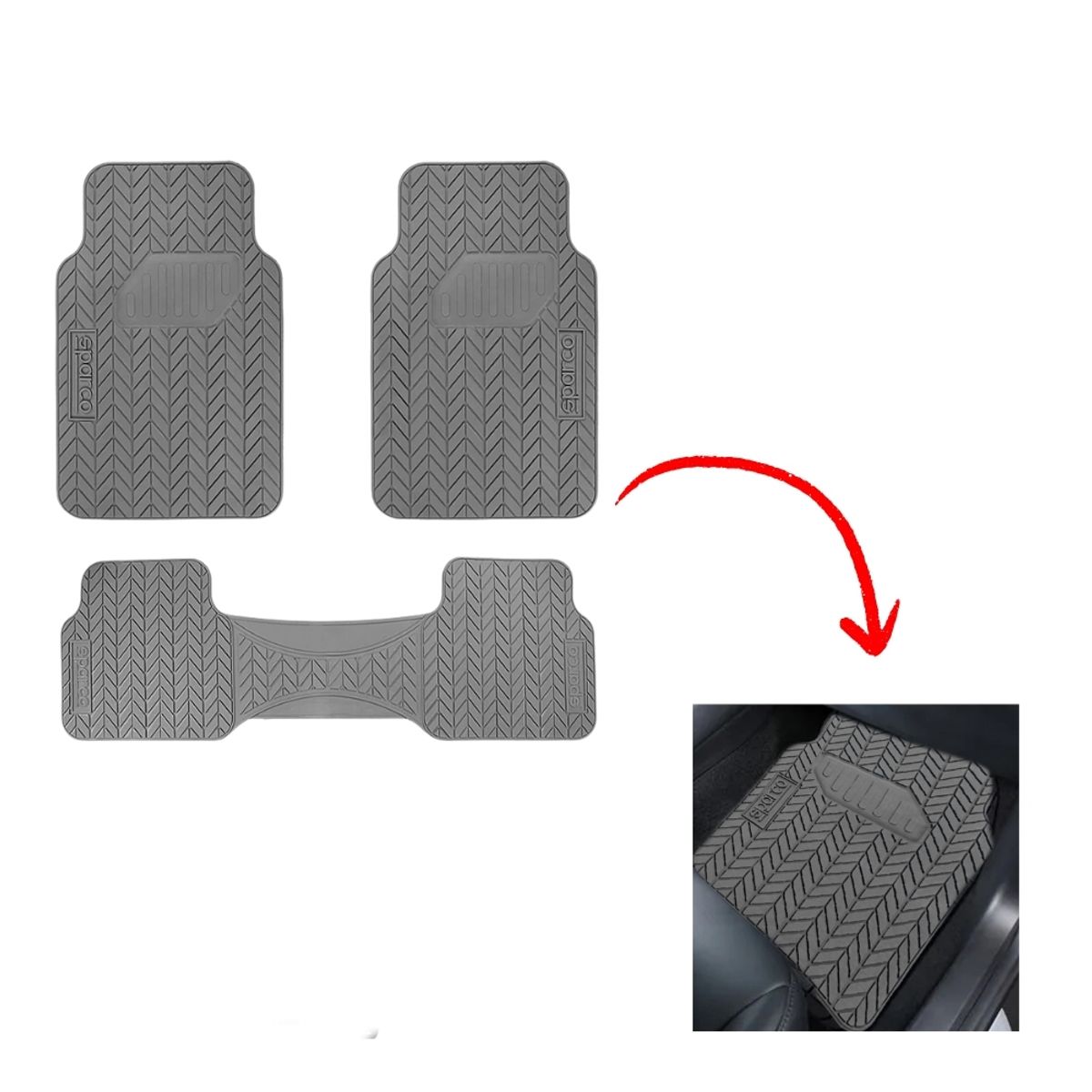 SPARCO - PISO SPARCO 3 PIEZAS PVC GRIS (SPF501GR)