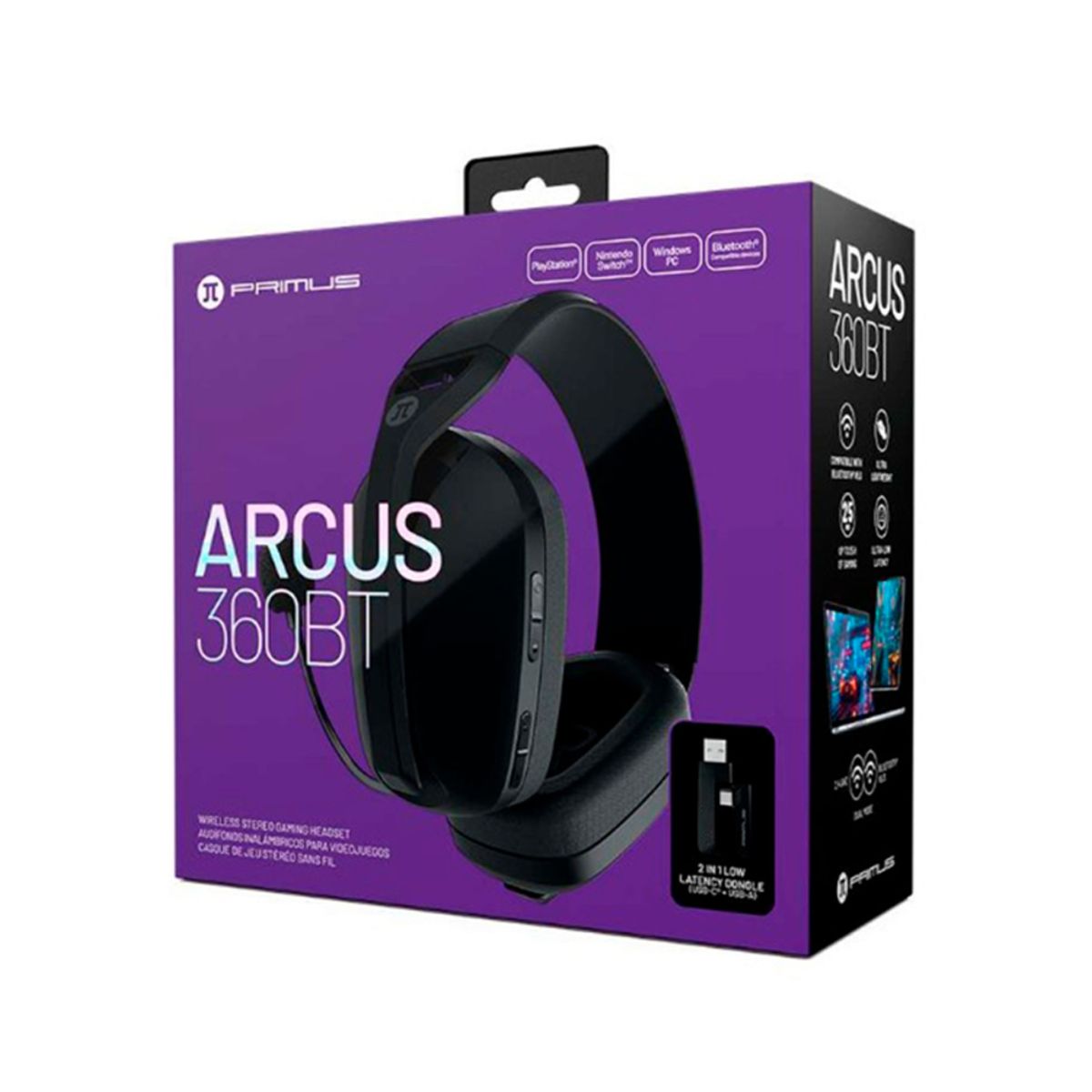 PRIMUS - Auriculares Gaming Inalámbricos Primus Pbh-360Bk - Sonido Surround, Comodidad Y Conectivid