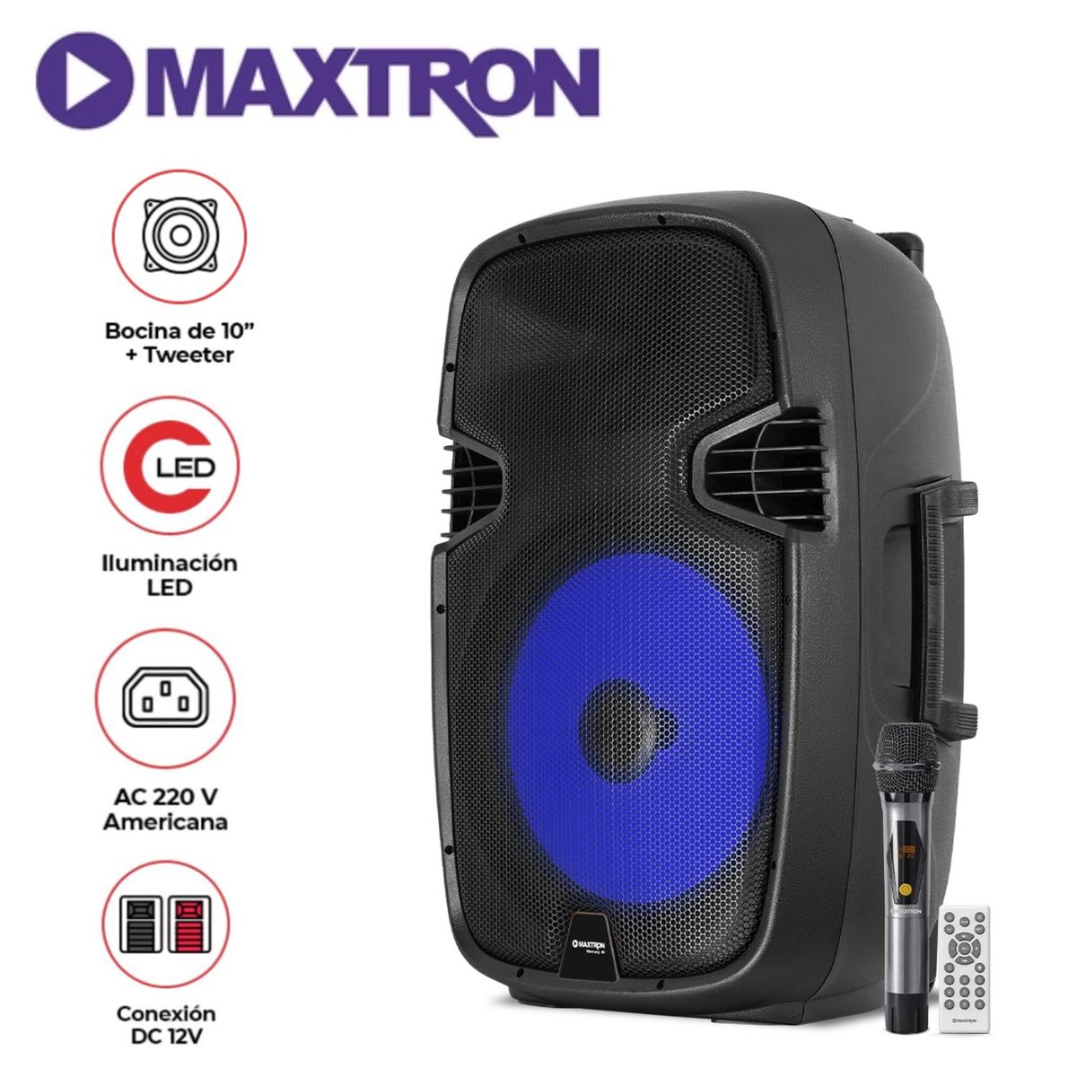 MAXTRON - Parlante Maxtron Merkury MX 1510 USB BT TWS 01 Micrófono Conex. AC