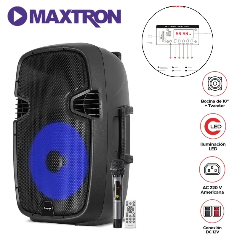 MAXTRON - Parlante Maxtron Merkury MX 1510 USB BT TWS Conex. AC / Micrófono