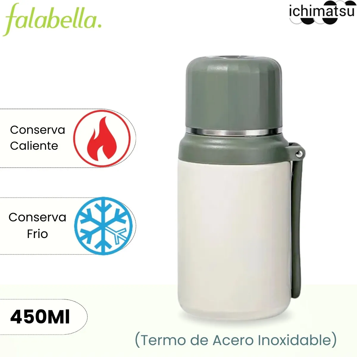 Ichimatsu - Termo de Acero Inoxidable Fashion Verde 450 ml.