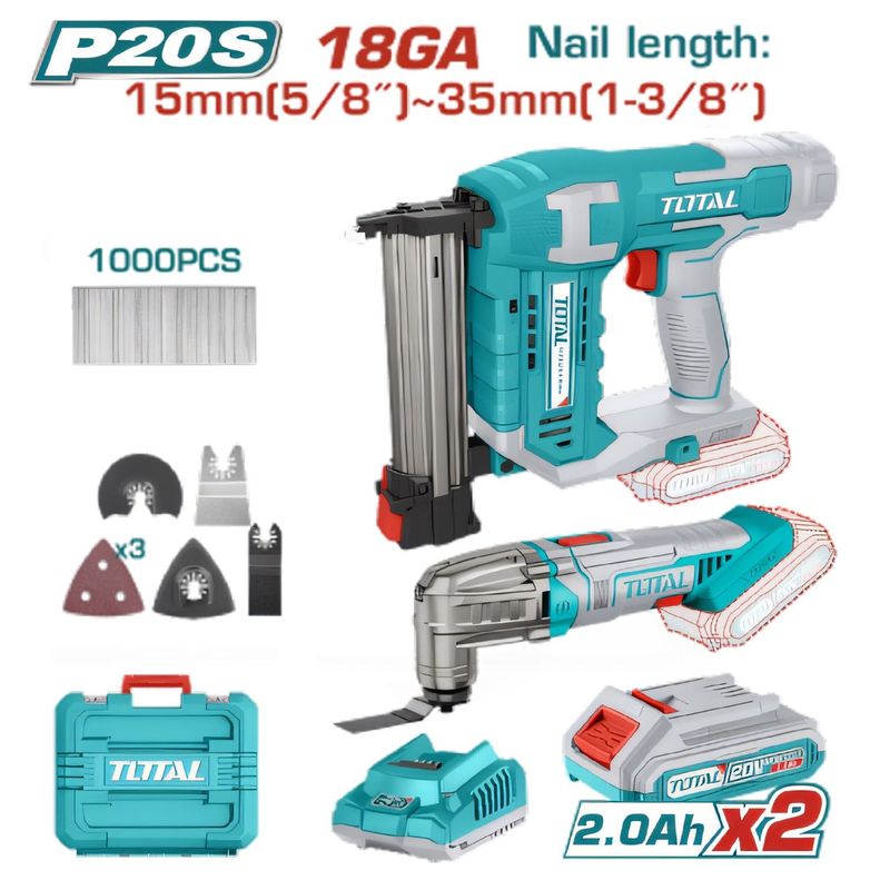 TOTAL TOOLS - COMBO CLAVADORA 20V + HERRAMIENTA MULTIFUNCION TOTAL - TOSLI24021