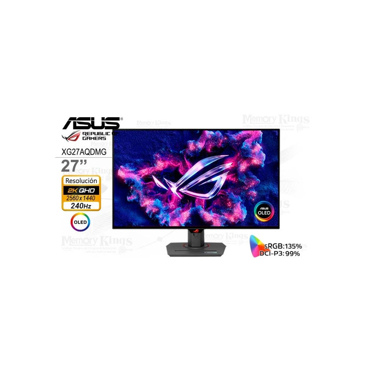 ASUS - Asus Rog Strix 26.5" Gaming Monitor Oled 1440P, Hdr, 240 Hz – Ideal Para Gamers