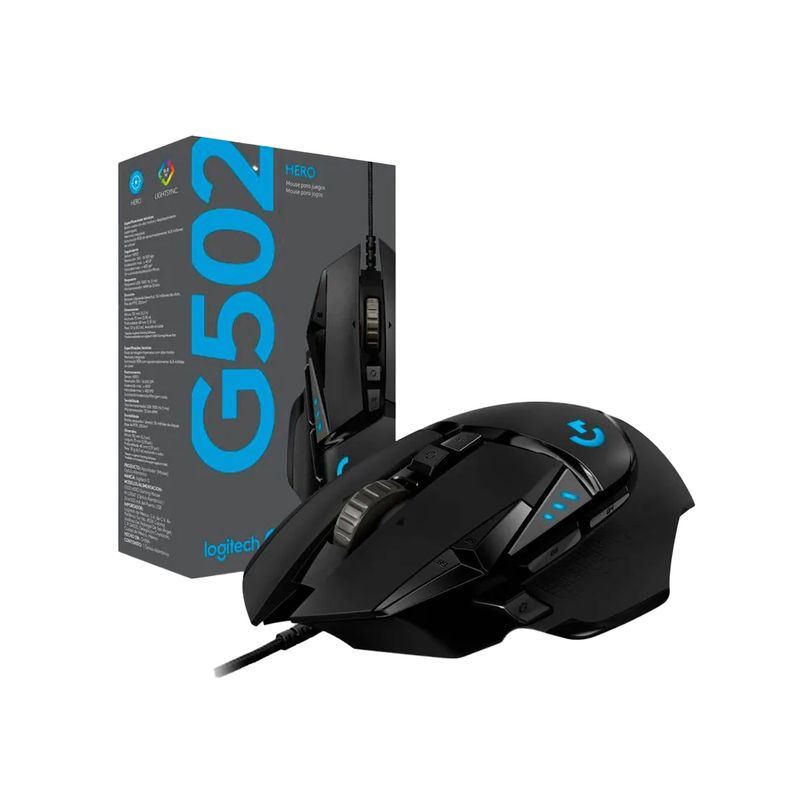 LOGITECH - Mouse Gaming Logitech G502 HERO 16000 DPI RGB Negro - Alta Precisión
