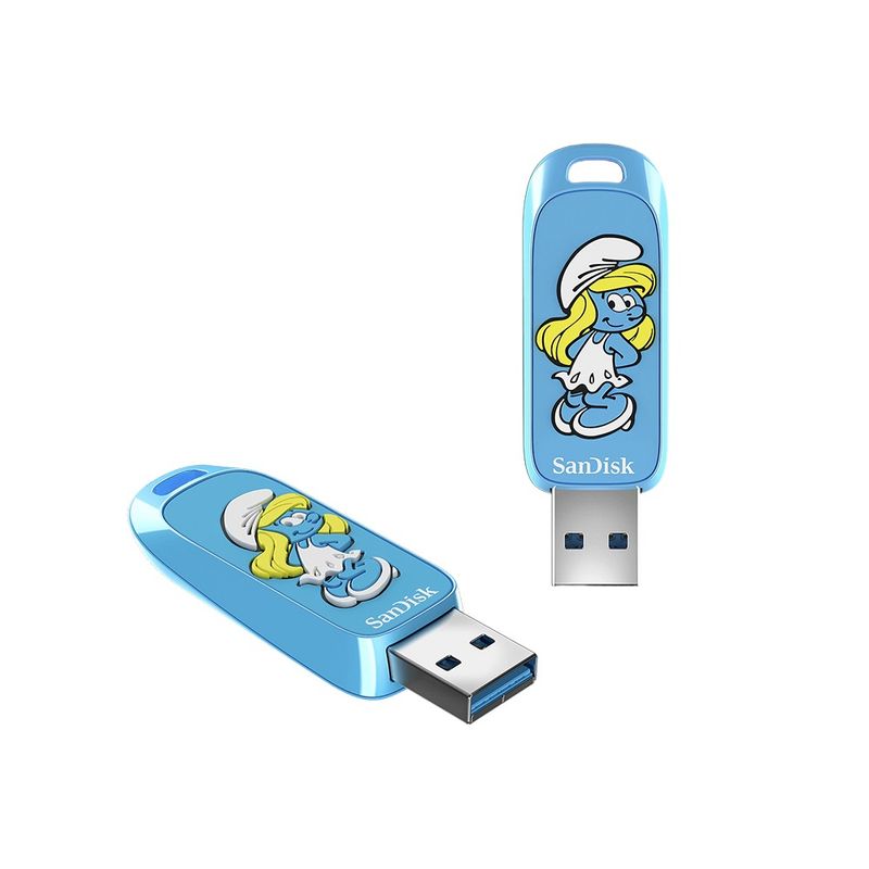SANDISK - Memoria USB Sandisk SMURFS 256GB USB 3.2 GEN 1 USB 130MBs