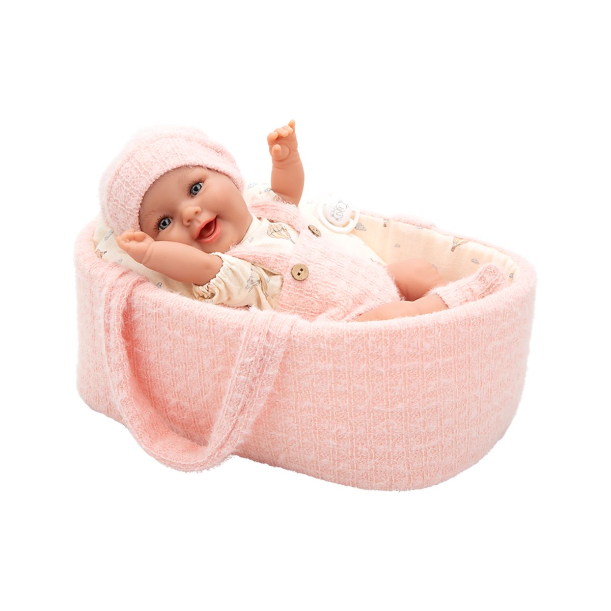 MUÑECAS REBORN - Muñeca ELEGANCE Gadi Rosa 33 cm con canasta