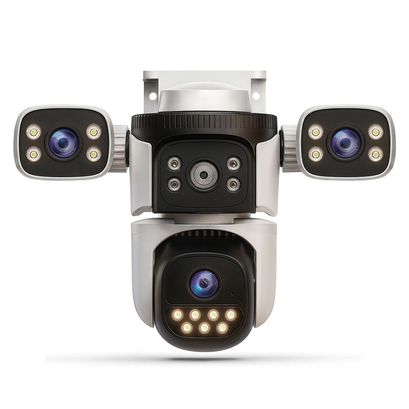 TRENDY TECH E I R L - Cámara de Seguridad IP con 3 Lentes ajustables  UHD Visión Nocturna Wi-Fi