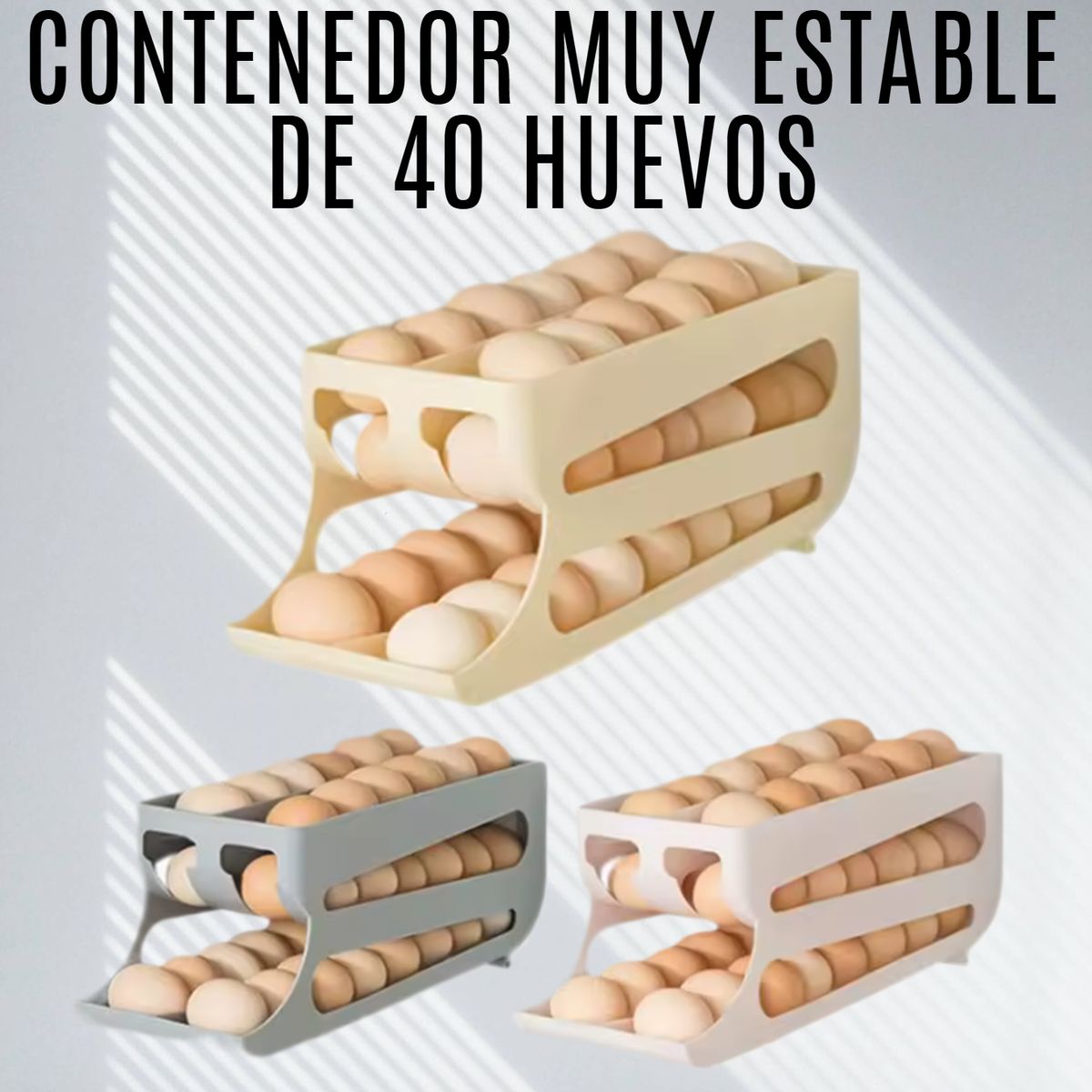 GENERICO - PORTAHUEVOS DE 40 HUEVOS RODANTE AUTOMÁTICO 3 NIVELES