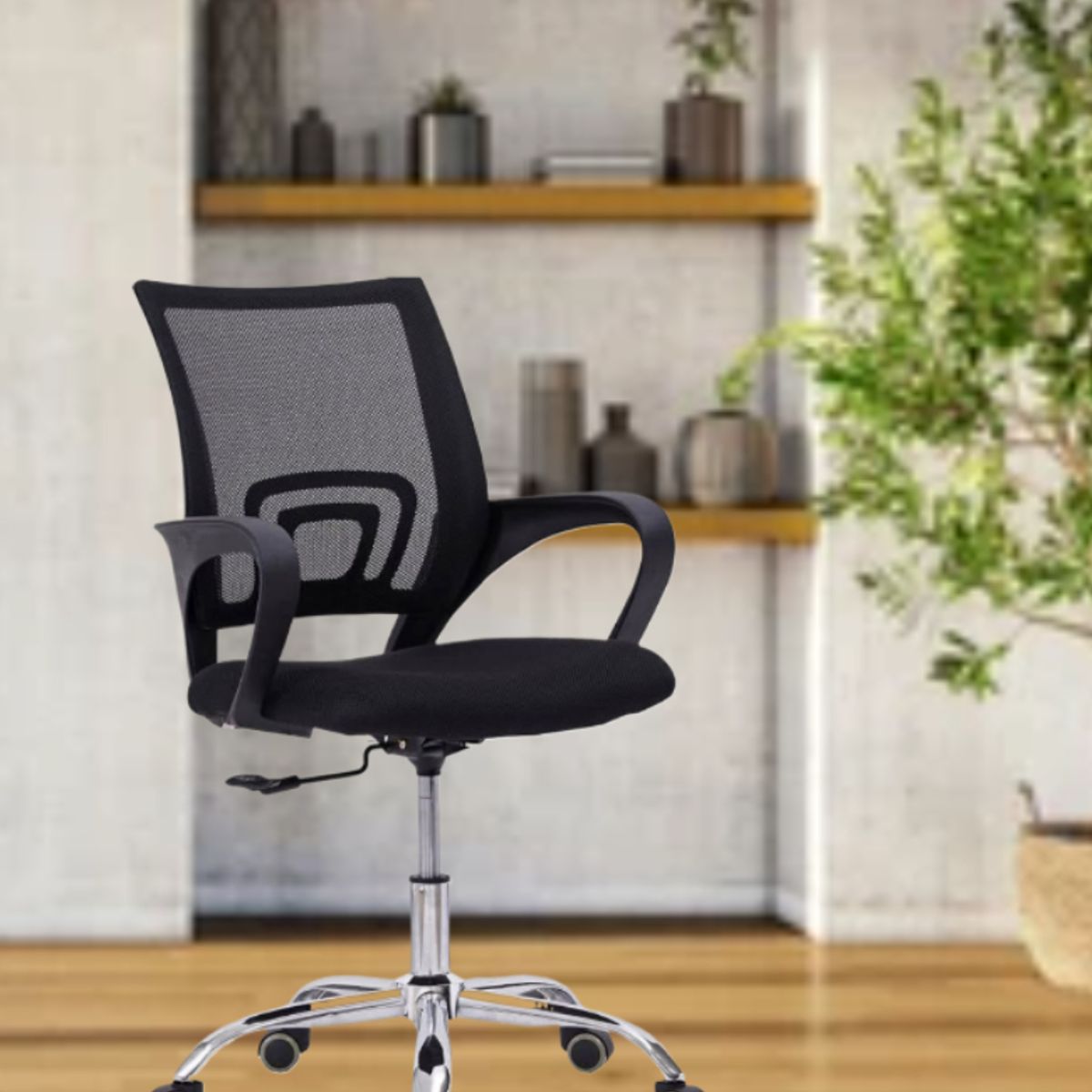 GENERICO - SILLA OFICINA ESCRITORIO GIRATORIO ERGONÓMICA BASE DE ACERO NEGRO