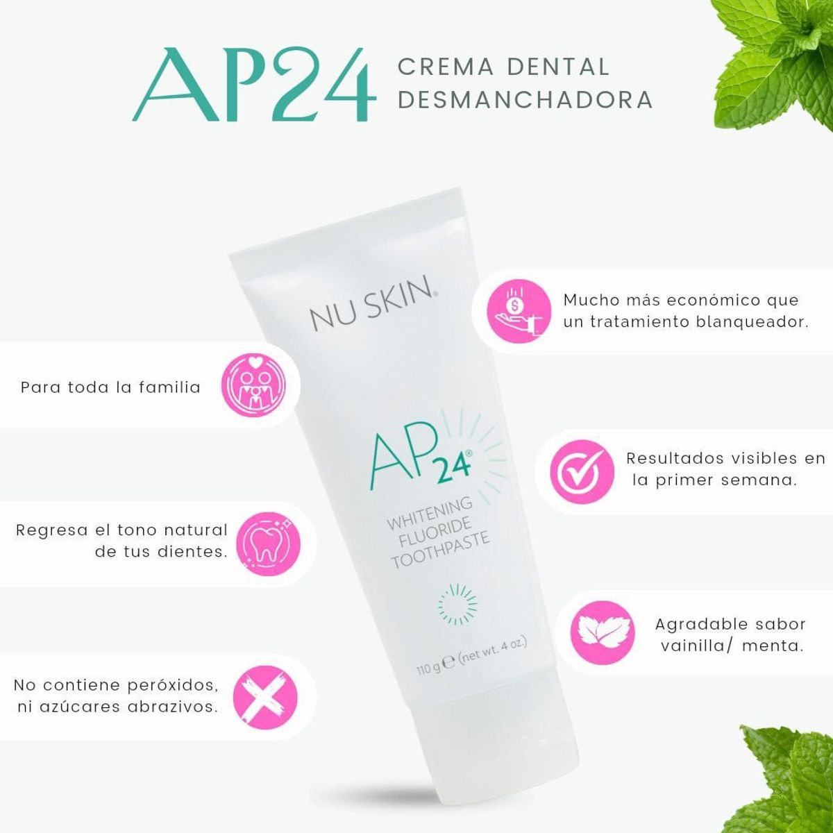NU SKIN - PASTA DENTAL AP24 BLANQUEADOR - DESMANCHADOR PARA UNA SONRISA DESLUMBRANTE