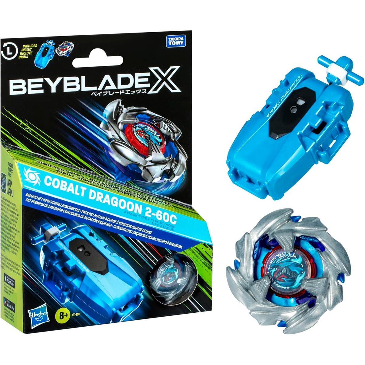 HASBRO - BEYBLADE X Lanzador Cobalt Dragoon 2-60C