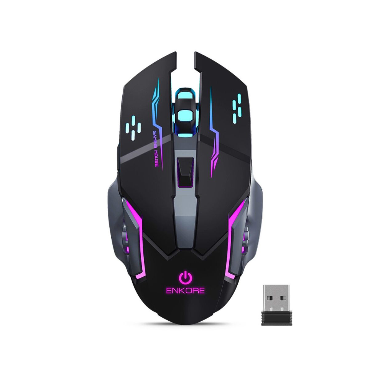 ENKORE - Mouse Gamer Inalambrico Led 6b 1600dpi Enkore Thunder + Pad