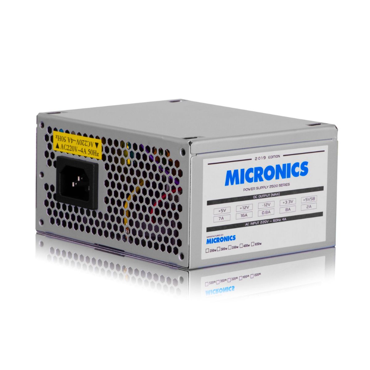 MICRONICS - Fuente De Poder Micronics Micro Atx 250w 650w Ventilador 8cm Plateado