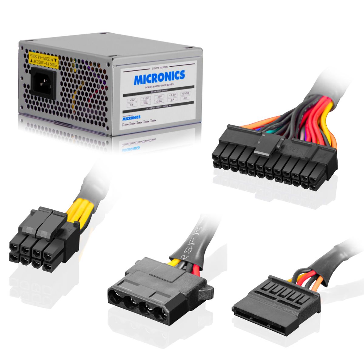 MICRONICS - Fuente De Poder Micronics Micro Atx 250w 650w Ventilador 8cm Plateado