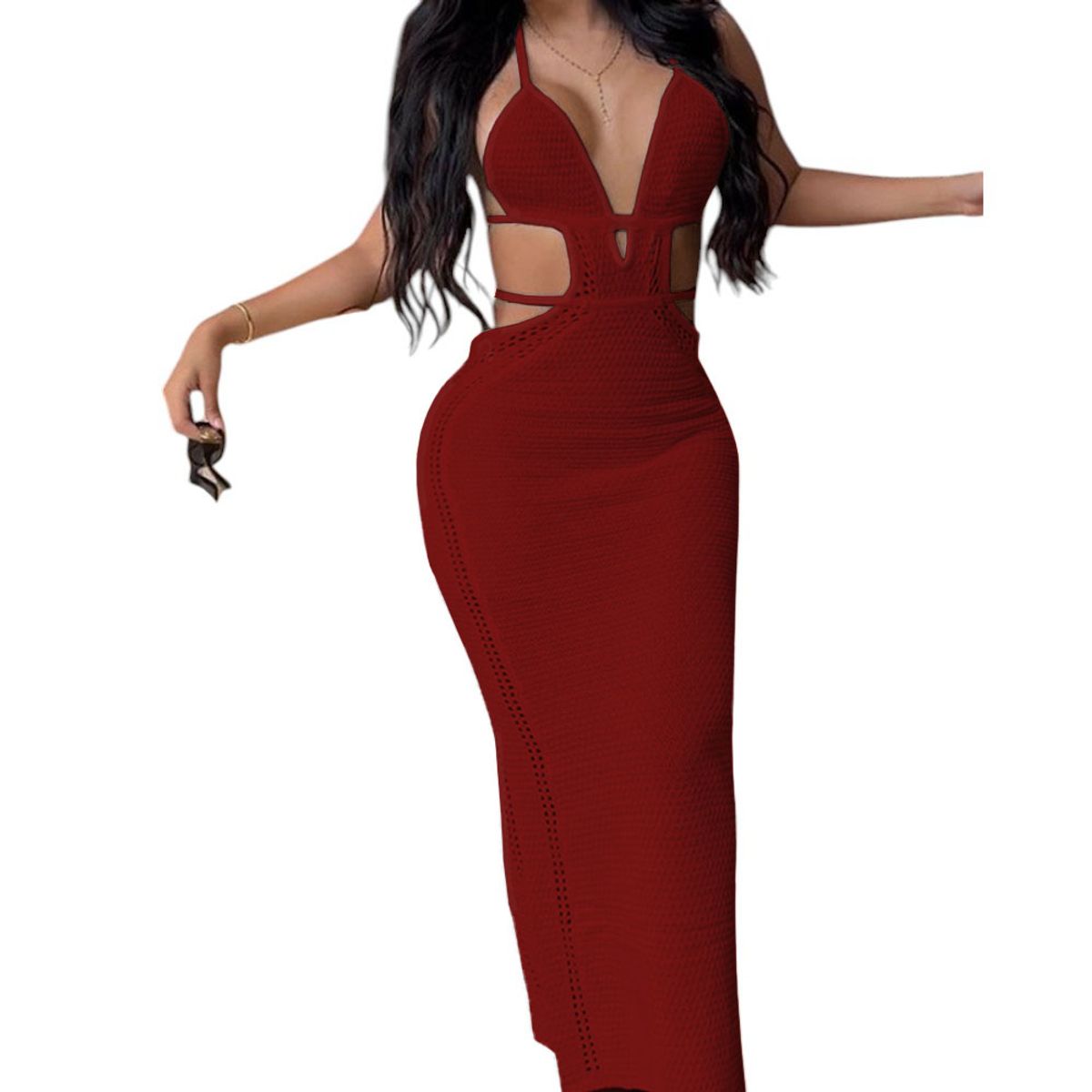 GENERICO - Vestido Luz De Estilo Mujer Tejido Alpino G459-27 Color Guinda