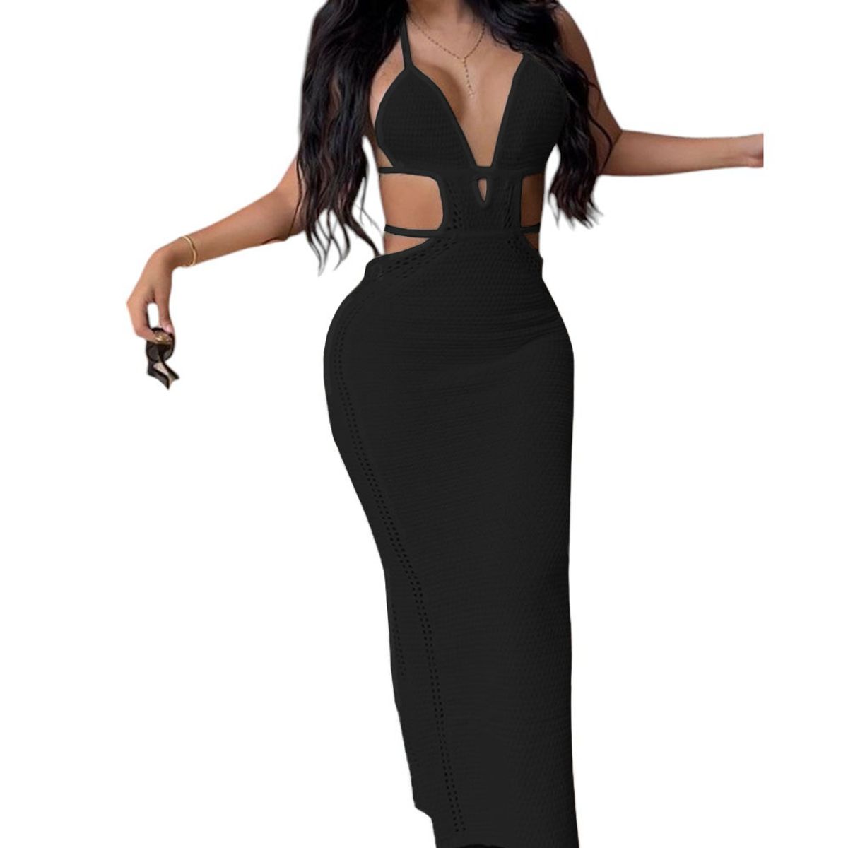 GENERICO - Vestido Luz De Estilo Mujer Tejido Alpino G459-27 Color Negro