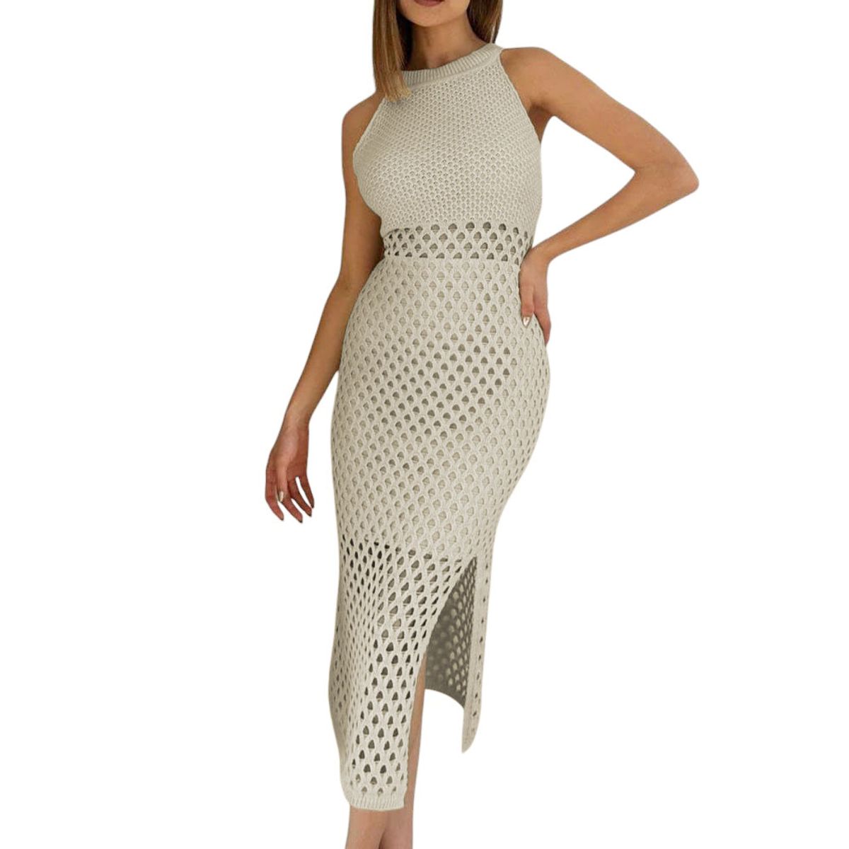 GENERICO - Vestido Minifalda Tela Por Dentro Hilo Tacto 247 Mill-28 Color Crudo