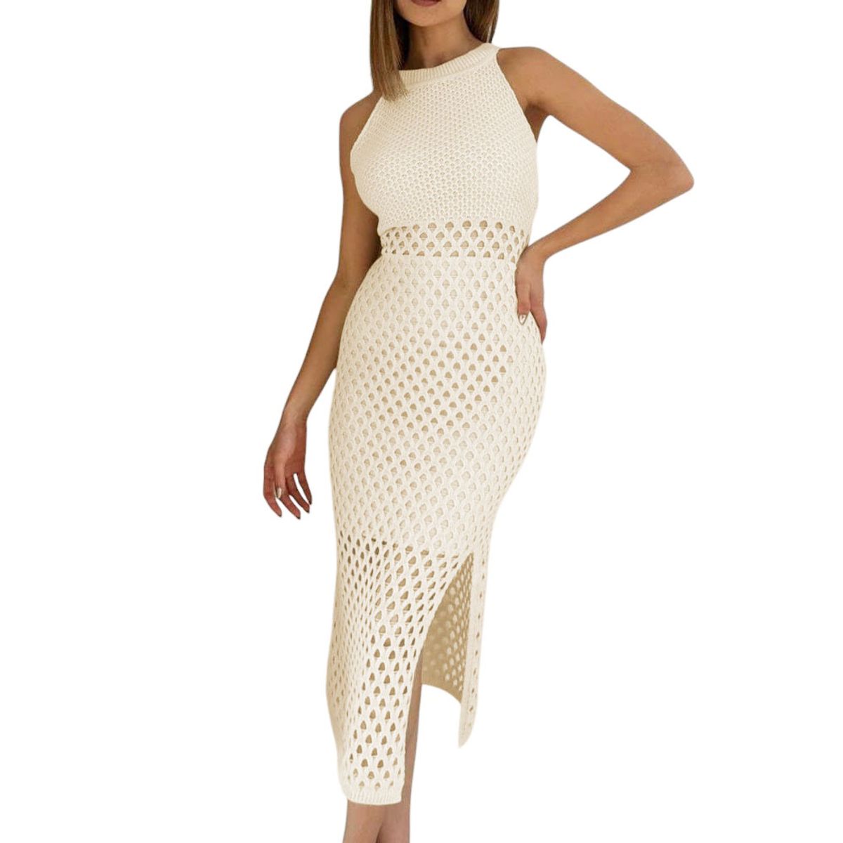 GENERICO - Vestido Minifalda Tela Por Dentro Hilo Tacto 247 Mill-28 Color Hueso