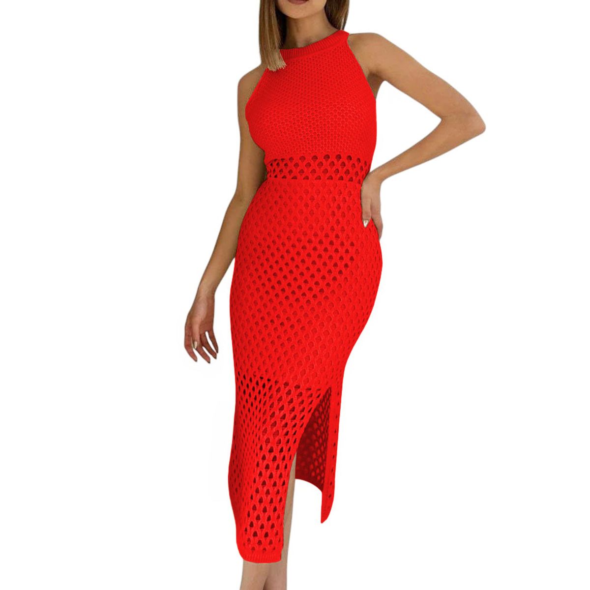 GENERICO - Vestido Minifalda Tela Por Dentro Hilo Tacto 247 Mill-28 Color Rojo