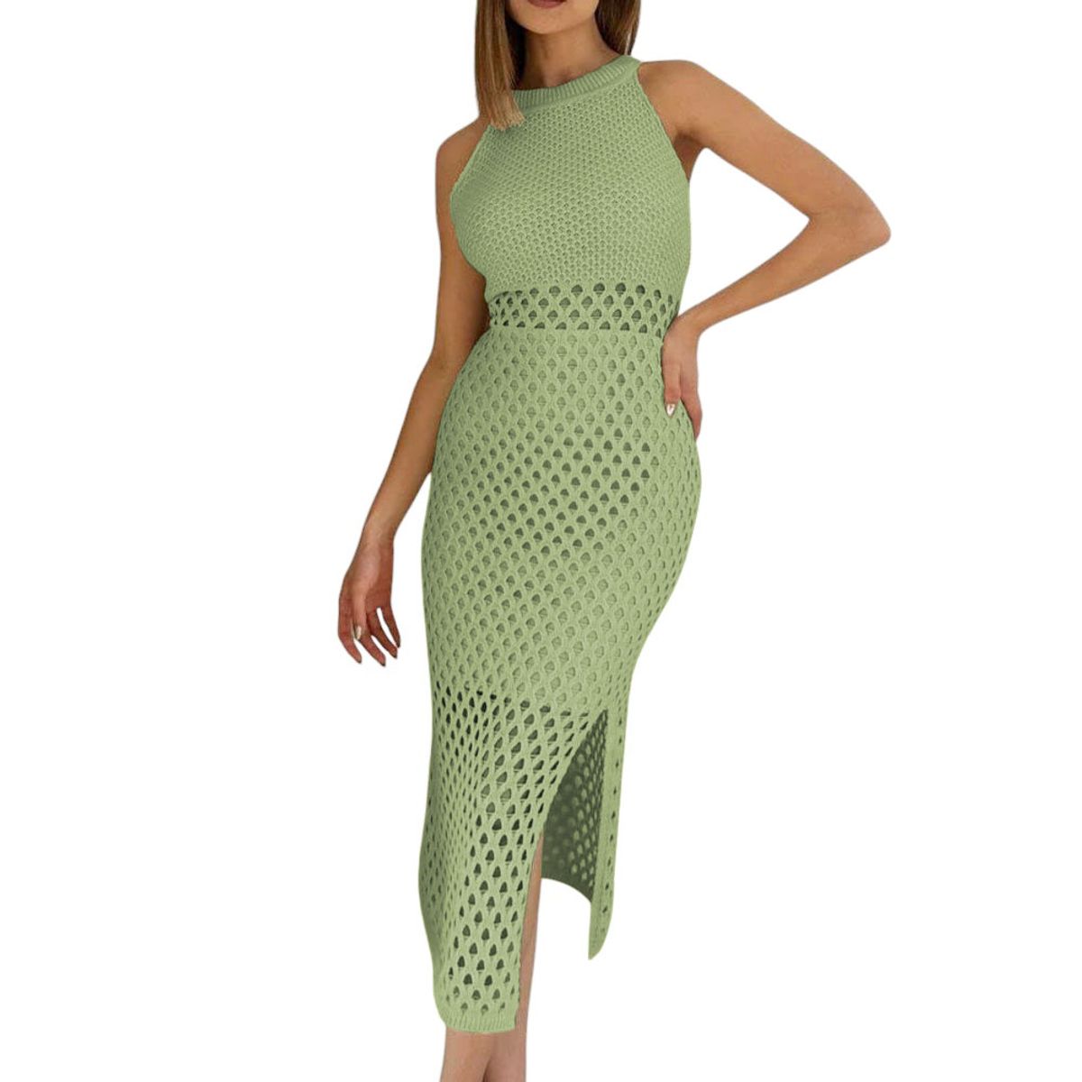 GENERICO - Vestido Minifalda Tela Por Dentro Hilo Tacto 247 Mill-28 Color Verde