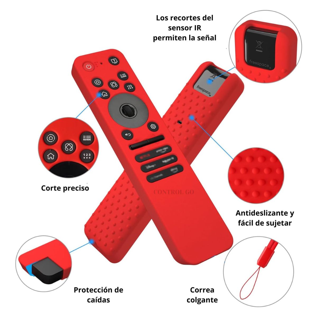 CASE - Funda protector carcasa para Control LG Magic 2025 MR25 rojo