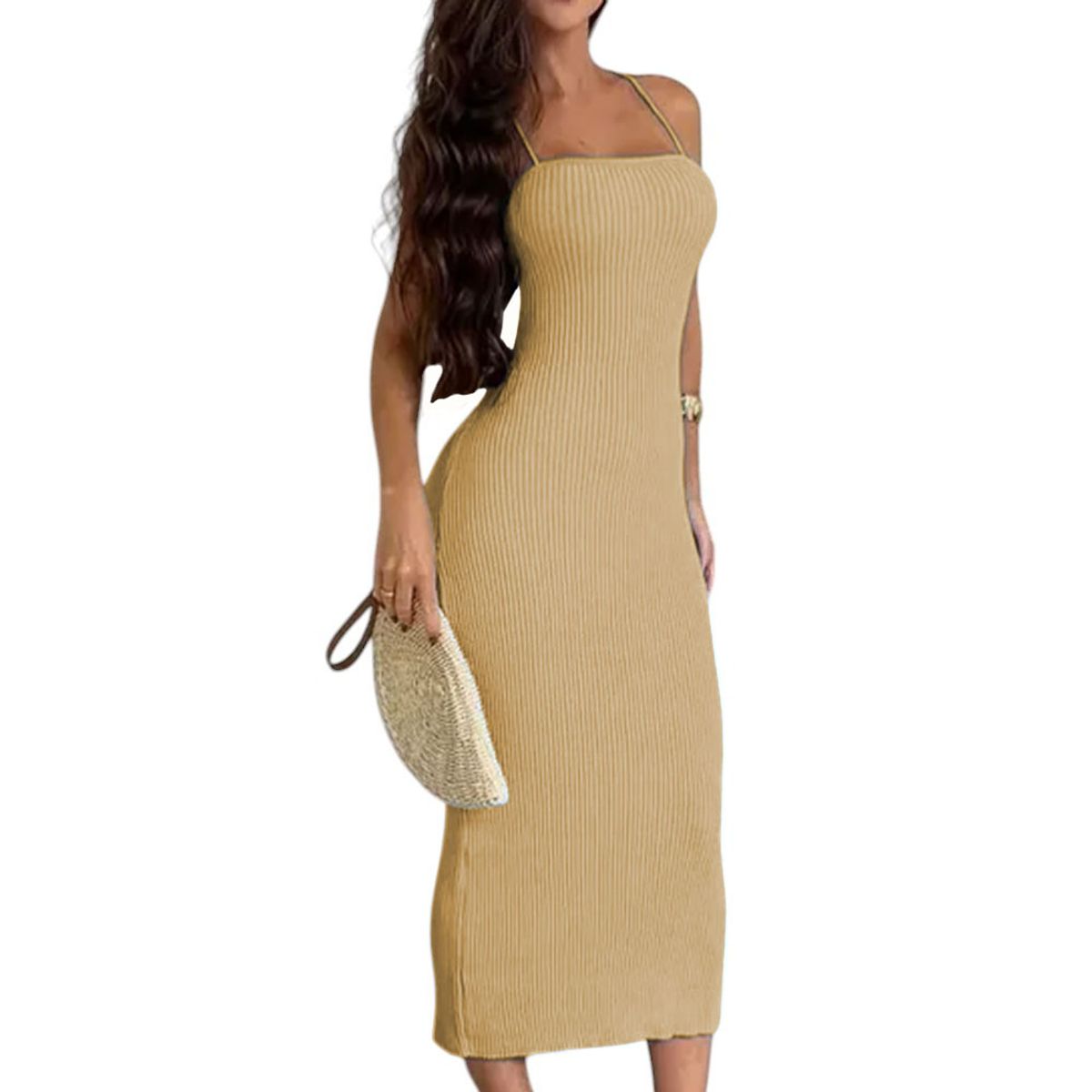 GENERICO - Vestido Espalda Amarrada Hilo 463G Dom-23 Color Beige