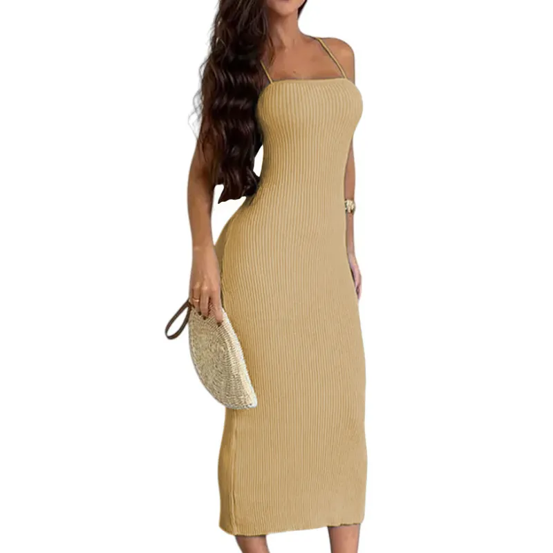 GENERICO - Vestido Espalda Amarrada Hilo 463G Dom-23 Color Beige