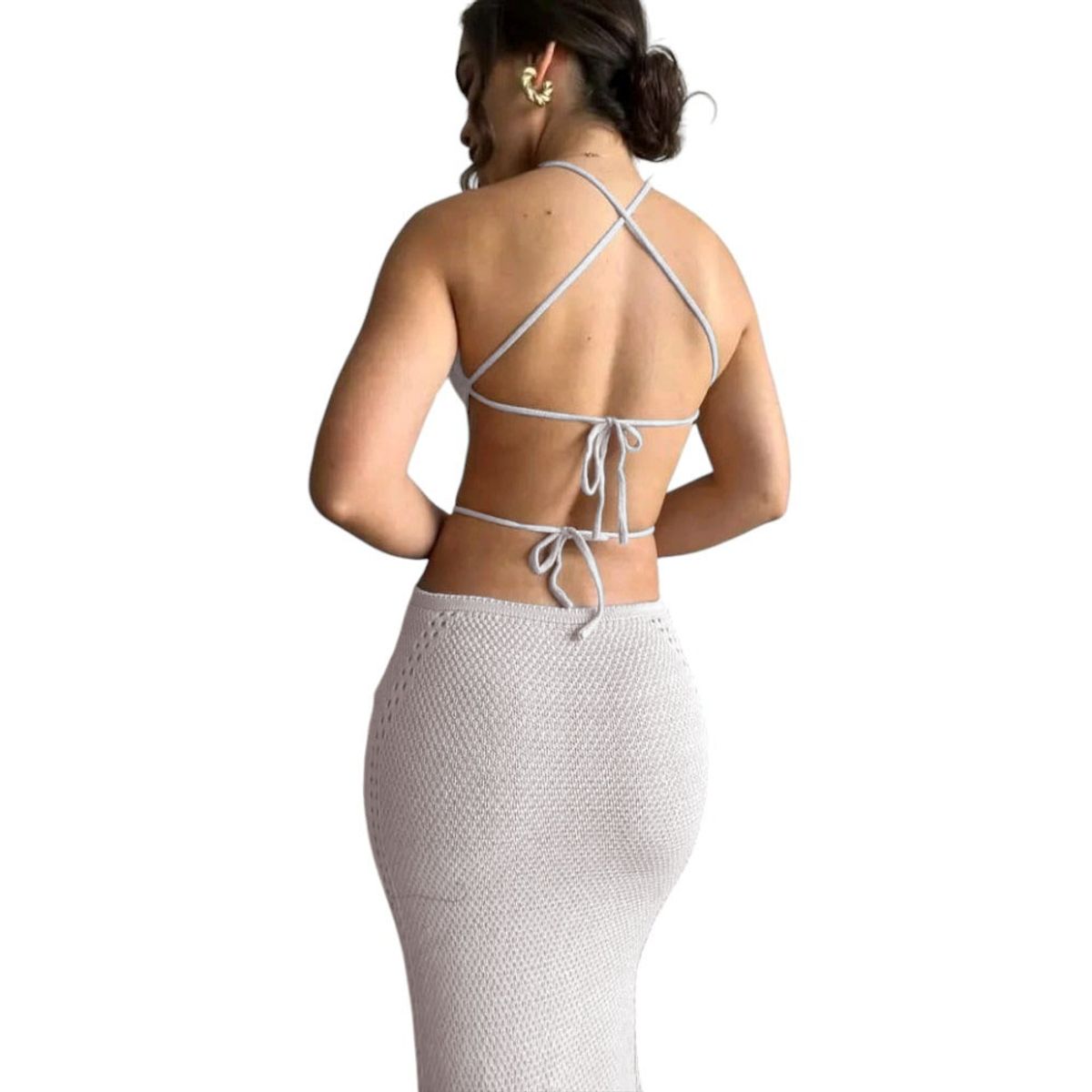 GENERICO - Vestido Mujer Hilo Maxi 127G Bra-25 Color Hueso