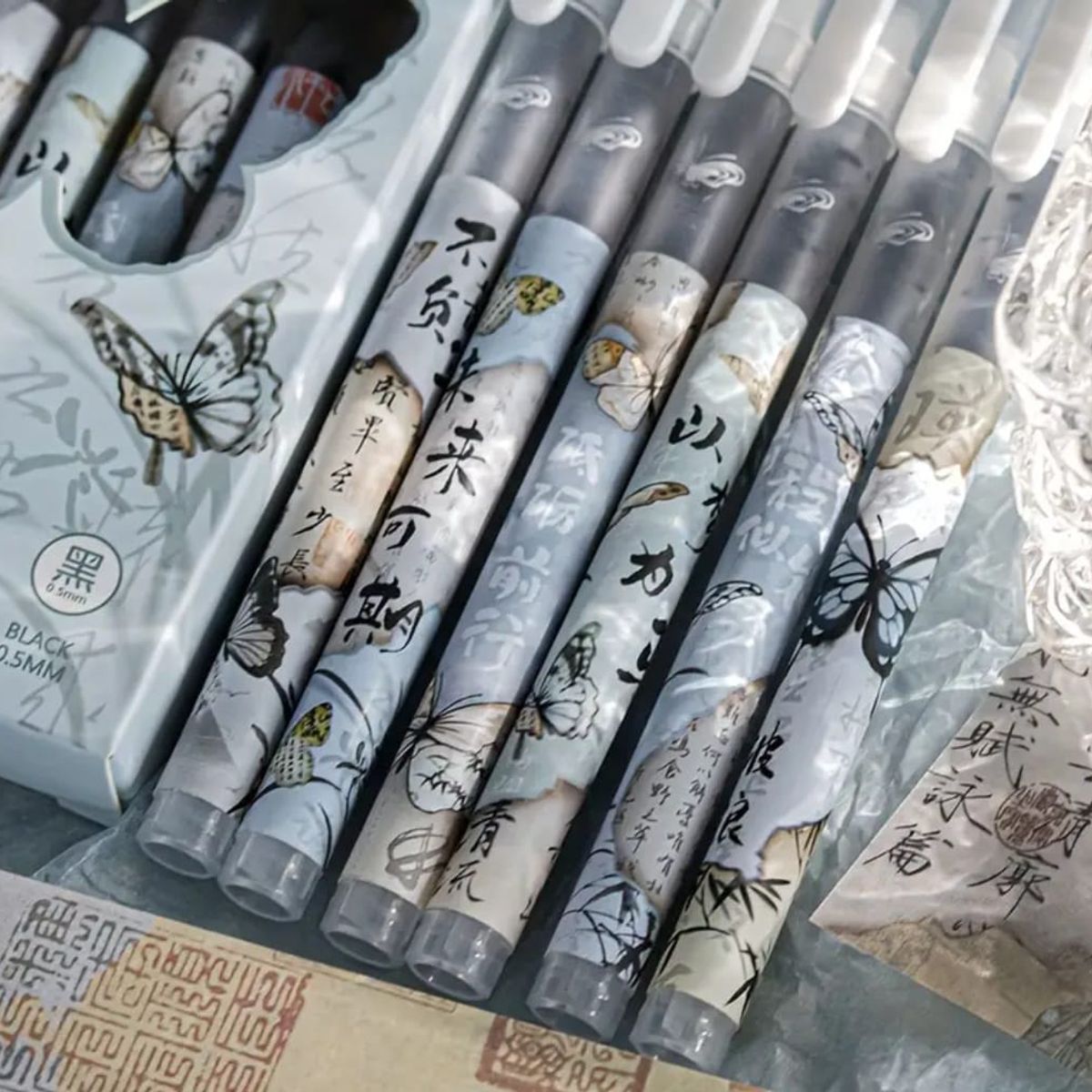 GENERICO - SET DE 6 BOLIGRAFOS ESTILO CHINO