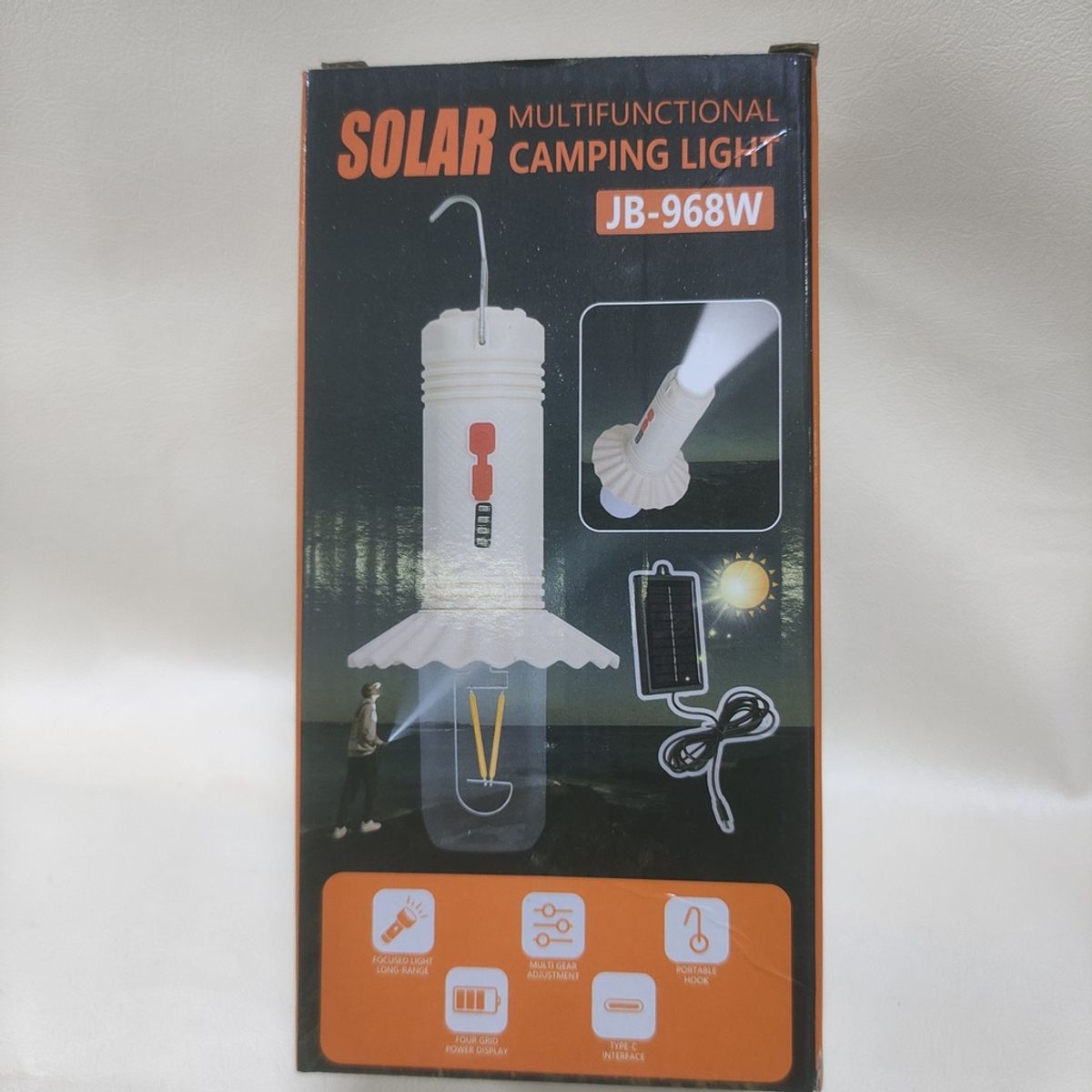 GENERICO - LINTERNA SOLAR PARA CAMPING Y PANEL PARA CARGAR CELULAR JB-968W