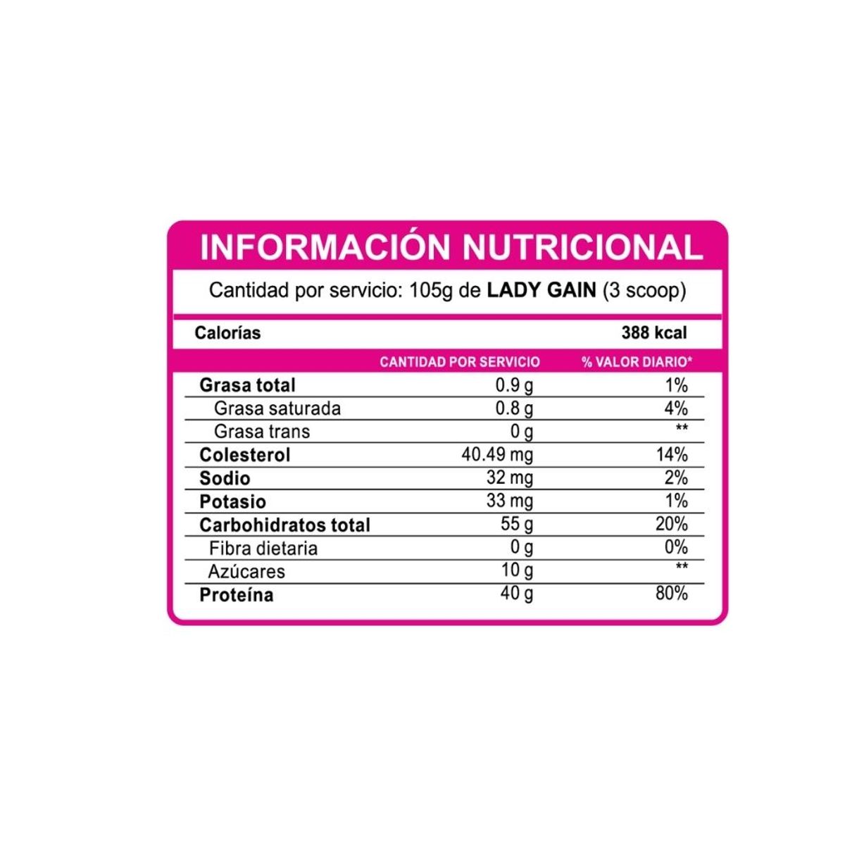 INN INNOVATE NUTRITION - Lady Gain - gainer con aguaje Vainilla 2KG
