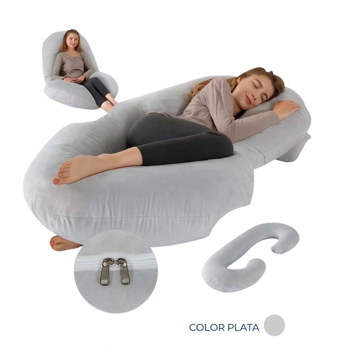 GENERICO - ALMOHADA EMBARAZO I DISEÑO C I COLOR PLATA