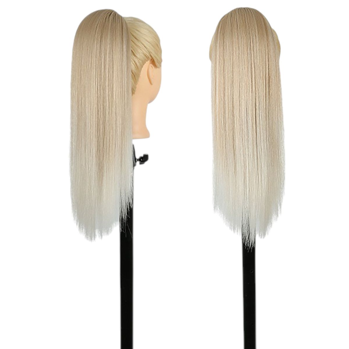 GENERICO - EXTENSIONES DE COLA DE FIBRA FUTURA LISOS BRAZILEROS DE 51CM DE LARGO Y 120GR CON 2 CLIP Y LIGA AJUSTABLE - RUBIO EXTRA CLARO II