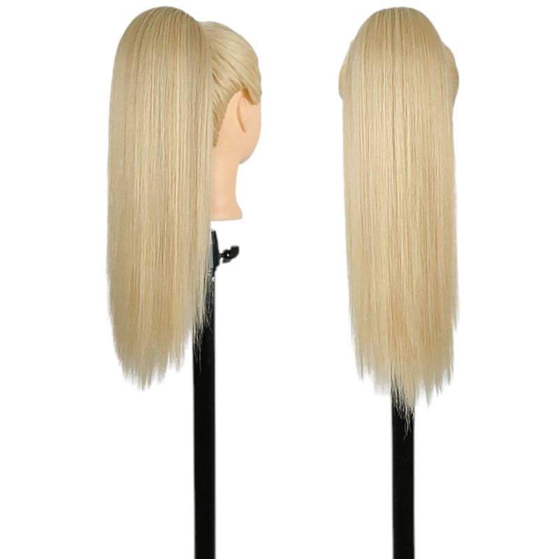 GENERICO - EXTENSIONES DE COLA DE FIBRA FUTURA LISOS BRAZILEROS DE 51CM DE LARGO Y 120GR CON 2 CLIP Y LIGA AJUSTABLE - CHAMPAGNE