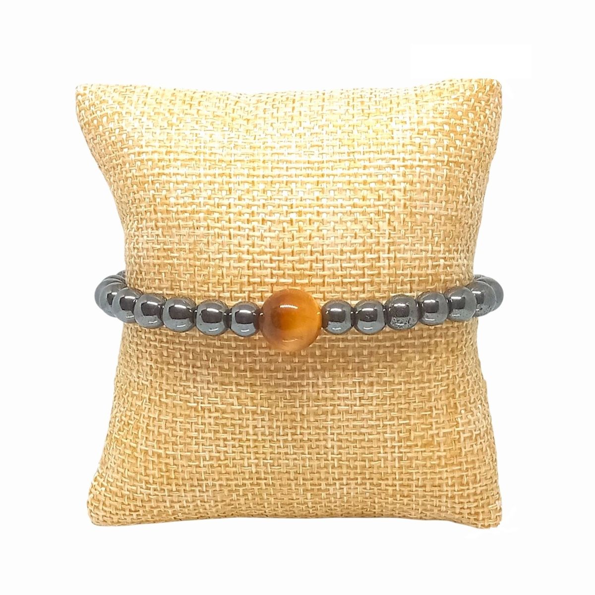LUCYANA JOYAS Y ACCESORIOS - Pulsera para Hombre Protección y Energía Ojo Tigre dorado y Hematita