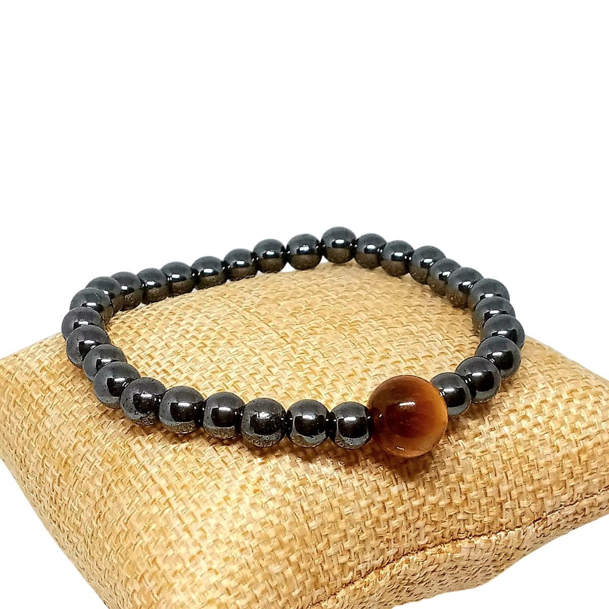 LUCYANA JOYAS Y ACCESORIOS - Pulsera para Hombre Protección y Energía Ojo Tigre dorado y Hematita