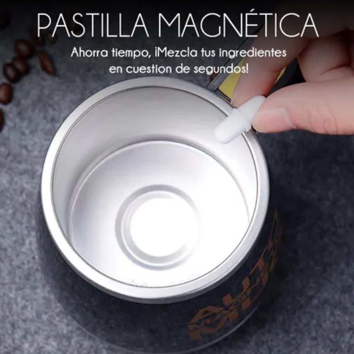 GENERICO - TAZA BATIDORA AUTOMÁTICA MAGNÉTICO PREMIUN DUAL RECARGABLE ACERO INOX