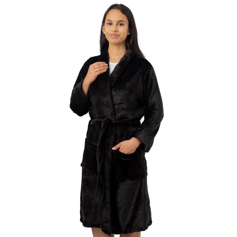 GENERICO - Bata Polar Mujer Seduction Premium Negro