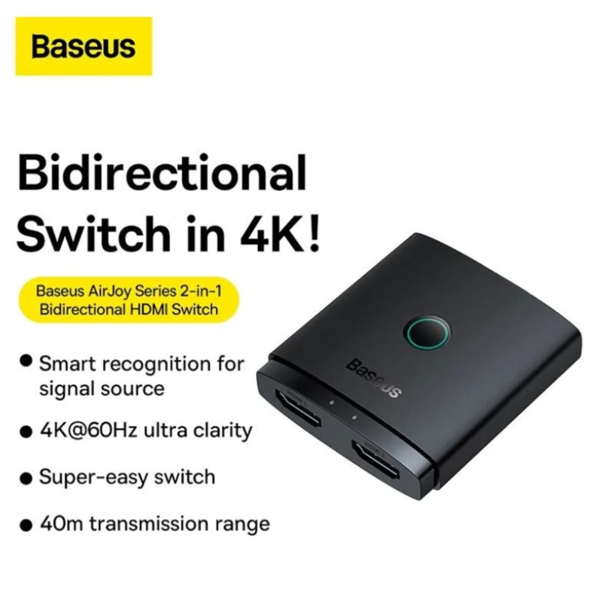 BASEUS - Conmutador HDMI 4K 60 Hz 2 en 1 bidireccional Baseus AirJoy - BS-OH113