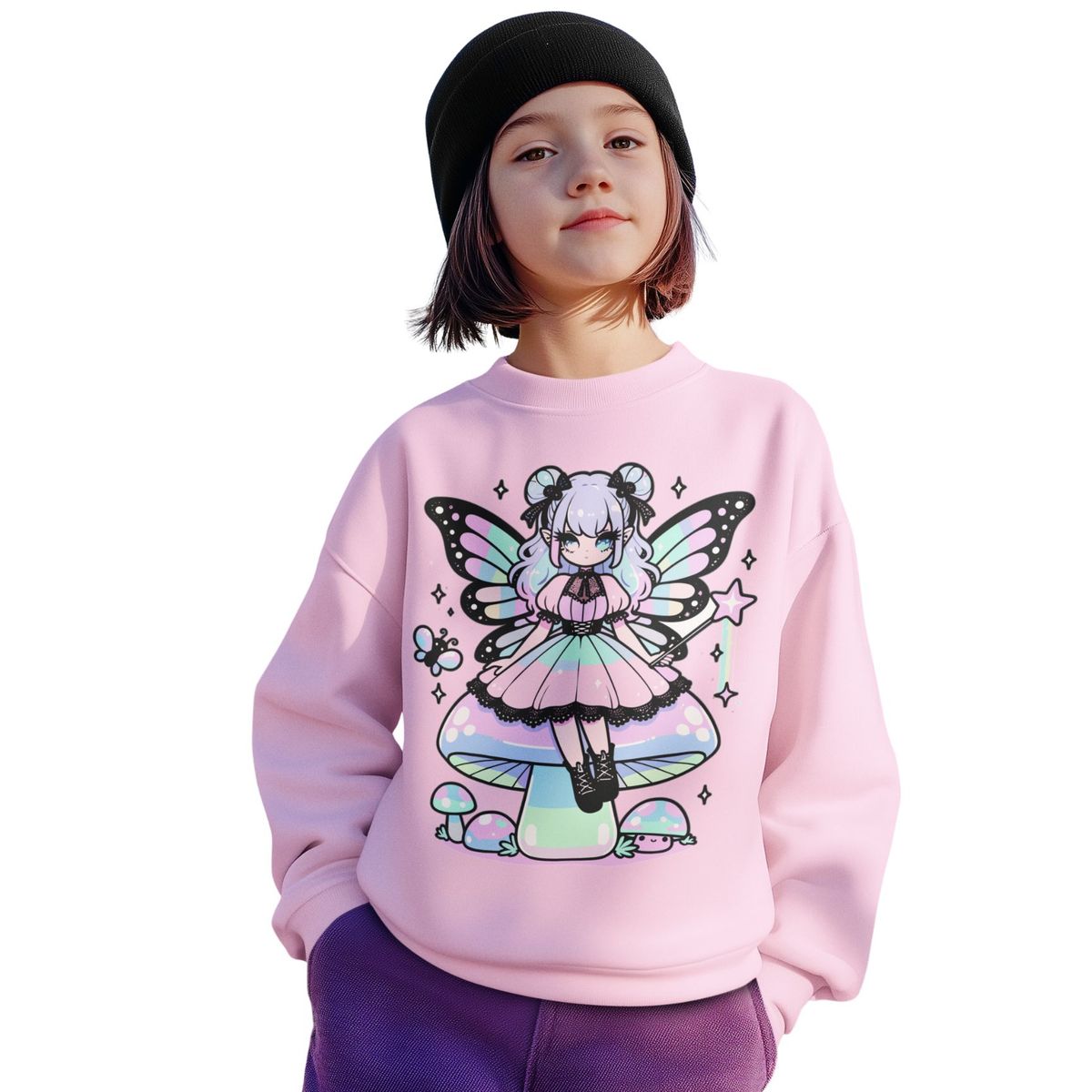 GENERICO - poleras niña franelado rosado niña mariposa kawaii