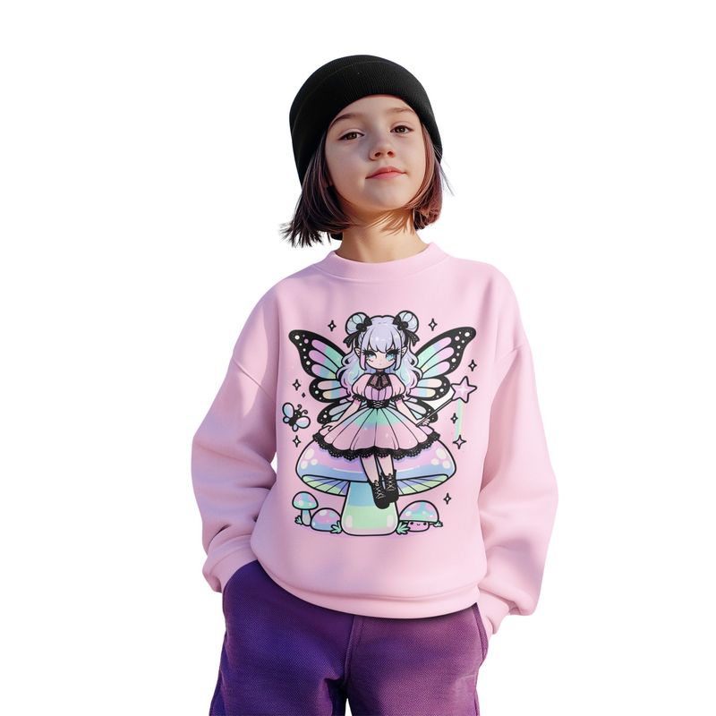 GENERICO - poleras niña franelado rosado niña mariposa kawaii